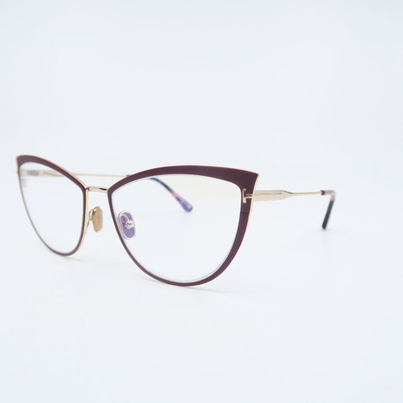 Tom Ford TF 5877-B 069 Red & Pale Gold Metal, New Cat Eye Eyeglasses Frames. - Picture 3 of 7